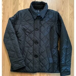 Barbour Forth Quilt Jacket Womens US 4 Black Tartan Lined Quilted Coat LQU1208